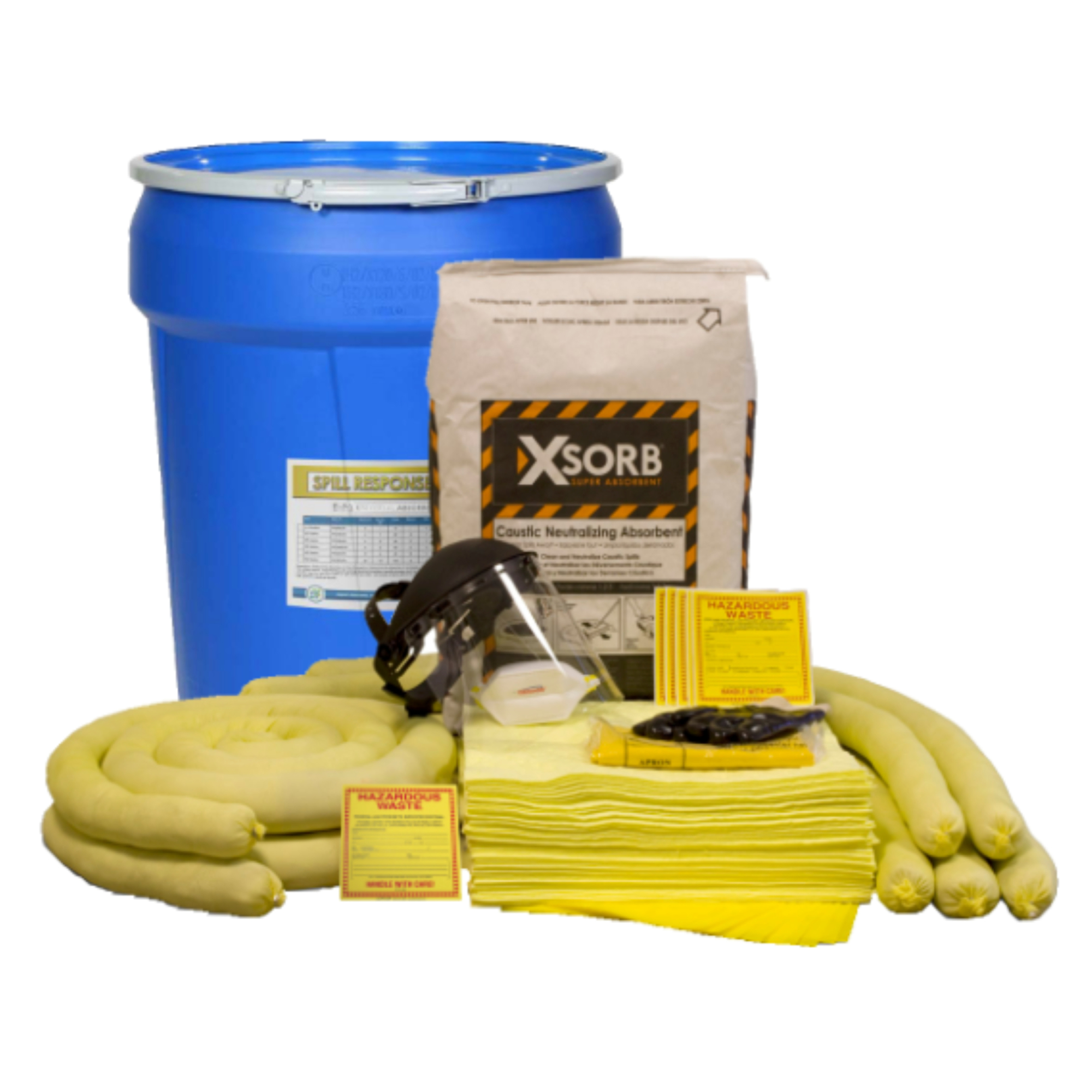 Spill Hero Caustic Neutralizing Spill Kit - 30 Gal. Drum, Granular Absorbent, Model# XKD30B